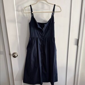 Jcrew Elegant Navy Blue Button-Down Dress. Pockets and full lined
